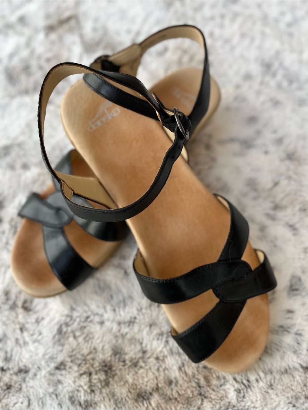 Dansko Black Leather Women's Slingback Sandals